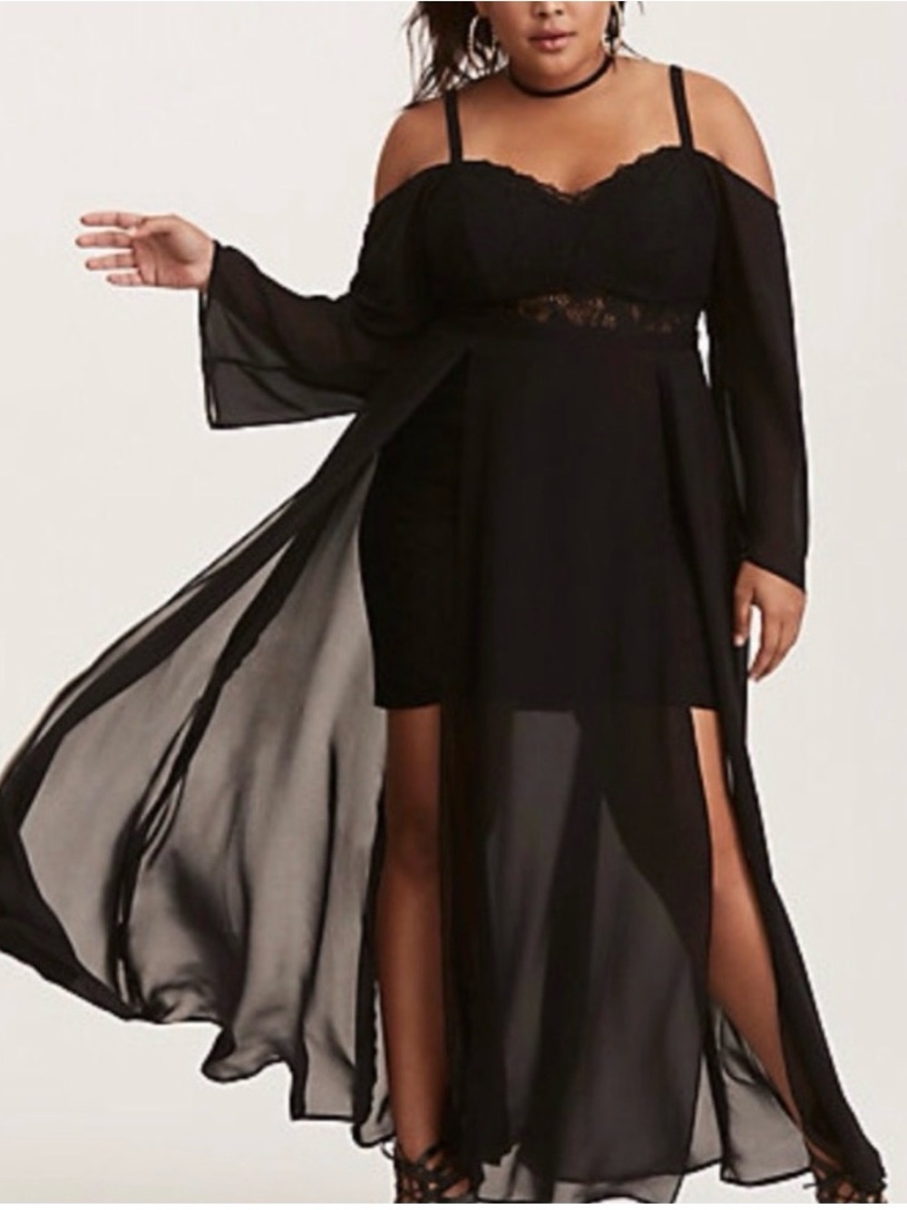 Torrid Insider Black Off-Shoulder Lace Maxi Dress Wedding Formal Plus Size 18